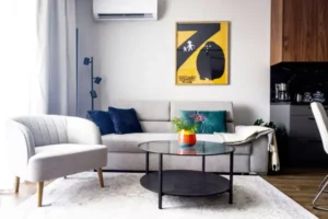 Apartament wroclaw centrum salon widok ostrow